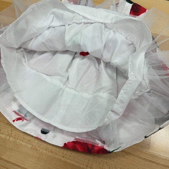 Gymboree Baby Girl Christmas Dress 6-12 Months Red Floral Print Taffeta Bows - Picture 8 of 11